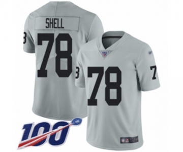 Men's Oakland Raiders #78 Art Shell Limited Silver Inverted Legend 100th Season Football Jersey