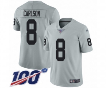 Men's Oakland Raiders #8 Daniel Carlson Limited Silver Inverted Legend 100th Season Football Jersey