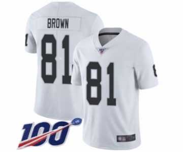 Men's Oakland Raiders #81 Tim Brown White Vapor Untouchable Limited Player 100th Season Football Jersey