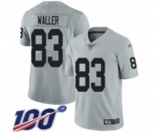 Men's Oakland Raiders #83 Darren Waller Limited Silver Inverted Legend 100th Season Football Jersey