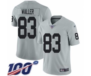 Men's Oakland Raiders #83 Darren Waller Limited Silver Inverted Legend 100th Season Football Jersey