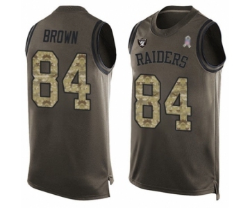 Men's Oakland Raiders #84 Antonio Brown Limited Green Salute to Service Tank Top Football Jersey