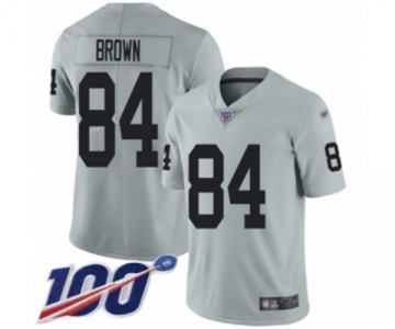 Men's Oakland Raiders #84 Antonio Brown Limited Silver Inverted Legend 100th Season Football Jersey