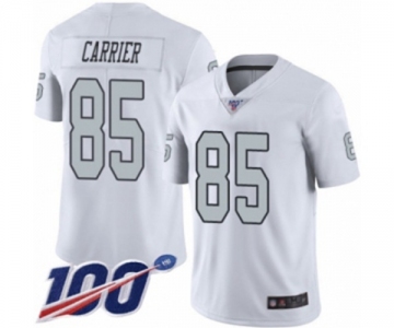 Men's Oakland Raiders #85 Derek Carrier Limited White Rush Vapor Untouchable 100th Season Football Jersey