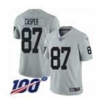 Men's Oakland Raiders #87 Dave Casper Limited Silver Inverted Legend 100th Season Football Jersey