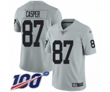 Men's Oakland Raiders #87 Dave Casper Limited Silver Inverted Legend 100th Season Football Jersey