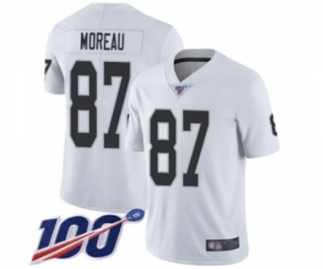 Men's Oakland Raiders #87 Foster Moreau White Vapor Untouchable Limited Player 100th Season Football Jersey