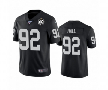 Men's Oakland Raiders #92 P.J. Hall Black 60th Anniversary Vapor Untouchable Limited Player 100th Season Football Jersey