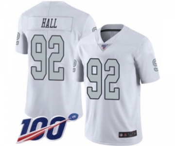 Men's Oakland Raiders #92 P.J. Hall Limited White Rush Vapor Untouchable 100th Season Football Jersey