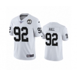 Men's Oakland Raiders #92 P.J. Hall White 60th Anniversary Vapor Untouchable Limited Player 100th Season Football Jersey