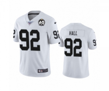 Men's Oakland Raiders #92 P.J. Hall White 60th Anniversary Vapor Untouchable Limited Player 100th Season Football Jersey