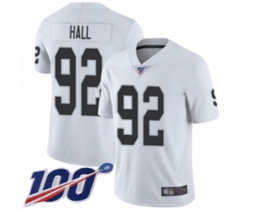 Men's Oakland Raiders #92 P.J. Hall White Vapor Untouchable Limited Player 100th Season Football Jersey