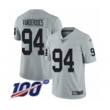 Men's Oakland Raiders #94 Eddie Vanderdoes Limited Silver Inverted Legend 100th Season Football Jersey