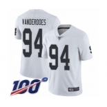 Men's Oakland Raiders #94 Eddie Vanderdoes White Vapor Untouchable Limited Player 100th Season Football Jersey