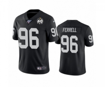 Men's Oakland Raiders #96 Clelin Ferrell Black 60th Anniversary Vapor Untouchable Limited Player 100th Season Football Jersey