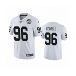 Men's Oakland Raiders #96 Clelin Ferrell White 60th Anniversary Vapor Untouchable Limited Player 100th Season Football Jersey