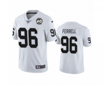 Men's Oakland Raiders #96 Clelin Ferrell White 60th Anniversary Vapor Untouchable Limited Player 100th Season Football Jersey