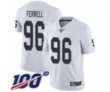 Men's Oakland Raiders #96 Clelin Ferrell White Vapor Untouchable Limited Player 100th Season Football Jersey