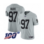 Men's Oakland Raiders #97 Josh Mauro Limited Silver Inverted Legend 100th Season Football Jersey