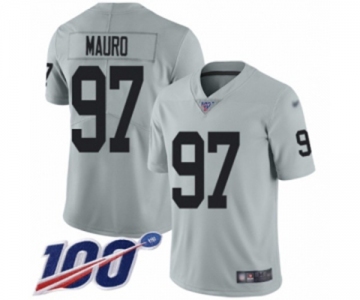 Men's Oakland Raiders #97 Josh Mauro Limited Silver Inverted Legend 100th Season Football Jersey