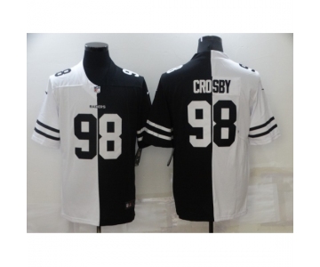 Men's Oakland Raiders #98 Maxx Crosby Black White Limited Split Fashion Football Jersey