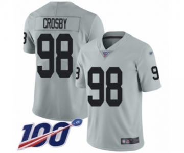 Men's Oakland Raiders #98 Maxx Crosby Limited Silver Inverted Legend 100th Season Football Jersey