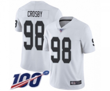 Men's Oakland Raiders #98 Maxx Crosby White Vapor Untouchable Limited Player 100th Season Football Jersey