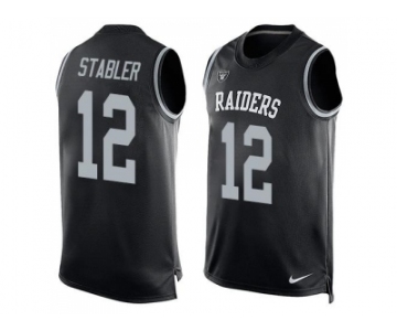 Nike Oakland Raiders #12 Kenny Stabler Black Team Color Men's Stitched NFL Limited Tank Top Jersey