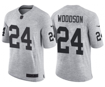 Nike Oakland Raiders #24 Charles Woodson 2016 Gridiron Gray II Men's NFL Limited Jersey