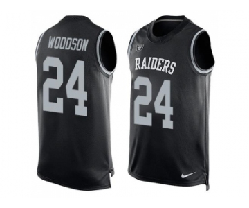 Nike Oakland Raiders #24 Charles Woodson Black Team Color Men's Stitched NFL Limited Tank Top Jersey