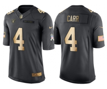 Nike Oakland Raiders #4 Derek Carr Anthracite 2016 Christmas Day Gold Men's NFL Limited Salute to Service Jersey