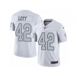 Nike Oakland Raiders #42 Ronnie Lott White Men's Stitched NFL Limited Rush Jersey