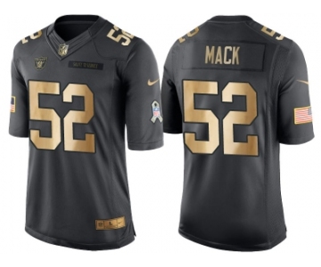 Nike Oakland Raiders #52 Khalil Mack Anthracite 2016 Christmas Gold Men's NFL Limited Salute to Service Jersey