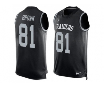 Nike Oakland Raiders #81 Tim Brown Black Team Color Men's Stitched NFL Limited Tank Top Jersey