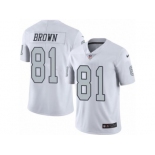 Nike Oakland Raiders #81 Tim Brown White Men's Stitched NFL Limited Rush Jersey