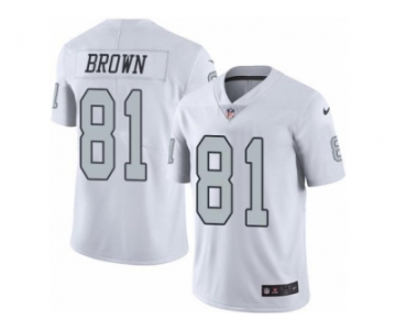 Nike Oakland Raiders #81 Tim Brown White Men's Stitched NFL Limited Rush Jersey