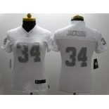 Nike Women Oakland Raiders #34 Jackson Platinum White Jerseys