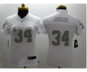 Nike Women Oakland Raiders #34 Jackson Platinum White Jerseys