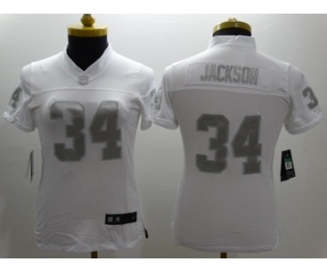 Nike Women Oakland Raiders #34 Jackson Platinum White Jerseys