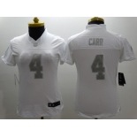 Nike Women Oakland Raiders #4 Carr Platinum White Jerseys