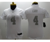 Nike Women Oakland Raiders #4 Carr Platinum White Jerseys