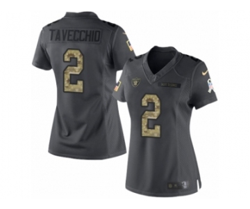 Women Nike Oakland Raiders #2 Giorgio Tavecchio Limited Black 2016 Salute to Service NFL Jersey