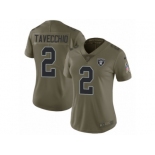 Women Nike Oakland Raiders #2 Giorgio Tavecchio Limited Olive 2017 Salute to Service NFL Jersey