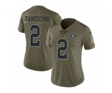 Women Nike Oakland Raiders #2 Giorgio Tavecchio Limited Olive 2017 Salute to Service NFL Jersey