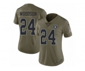 Women Nike Oakland Raiders #24 Charles Woodson Limited Olive 2017 Salute to Service NFL Jersey