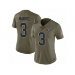 Women Nike Oakland Raiders #3 E. J. Manuel Limited Olive 2017 Salute to Service NFL Jersey