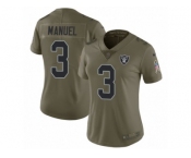 Women Nike Oakland Raiders #3 E. J. Manuel Limited Olive 2017 Salute to Service NFL Jersey