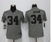 Women Nike Oakland Raiders #34 Bo Jackson Stitched Gridiron Limited Gray