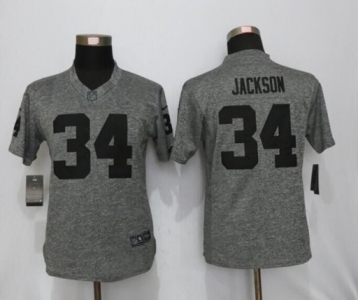 Women Nike Oakland Raiders #34 Bo Jackson Stitched Gridiron Limited Gray