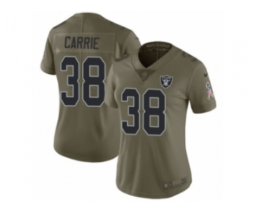 Women Nike Oakland Raiders #38 T.J. Carrie Limited Olive 2017 Salute to Service NFL Jersey